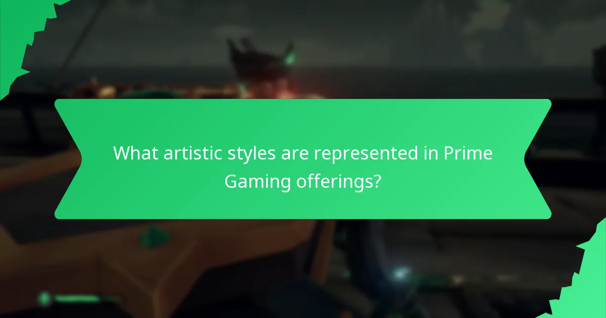 What artistic styles are represented in Prime Gaming offerings?