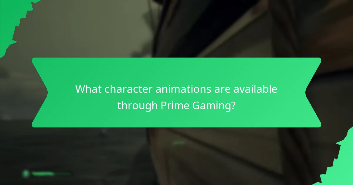 What character animations are available through Prime Gaming?