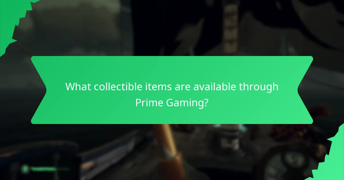 What collectible items are available through Prime Gaming?