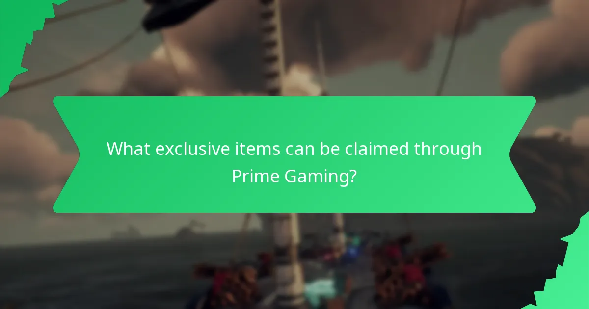 What exclusive items can be claimed through Prime Gaming?