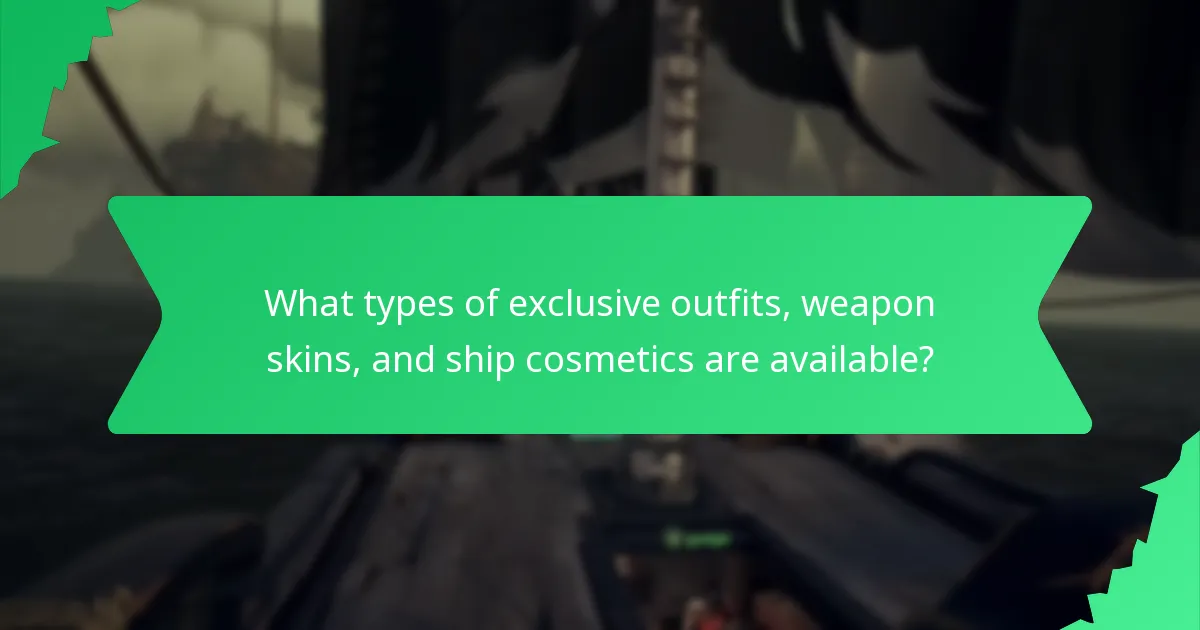 What types of exclusive outfits, weapon skins, and ship cosmetics are available?